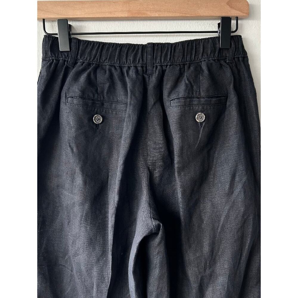 J.Crew Re-Imagined 100% Linen Wide Leg Cropped Pants Black XSP Petite - Picture 6 of 11